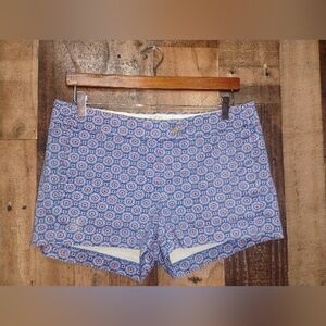 J. Crew Stretch Blue Medallion Women's Chino Shorts Size 6